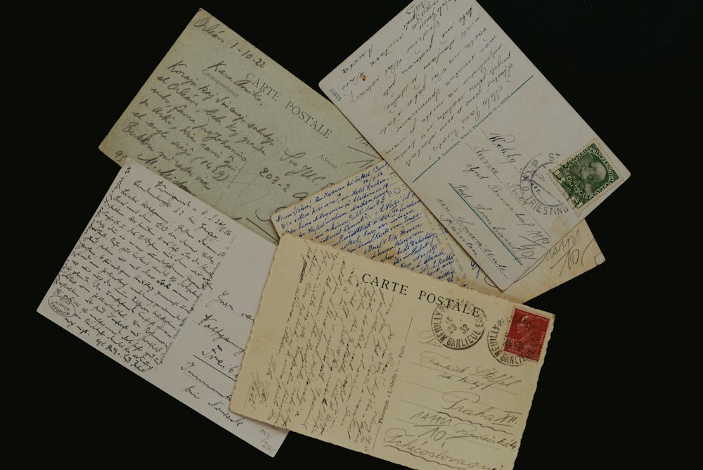 A bundle of vintage letters tied with string.